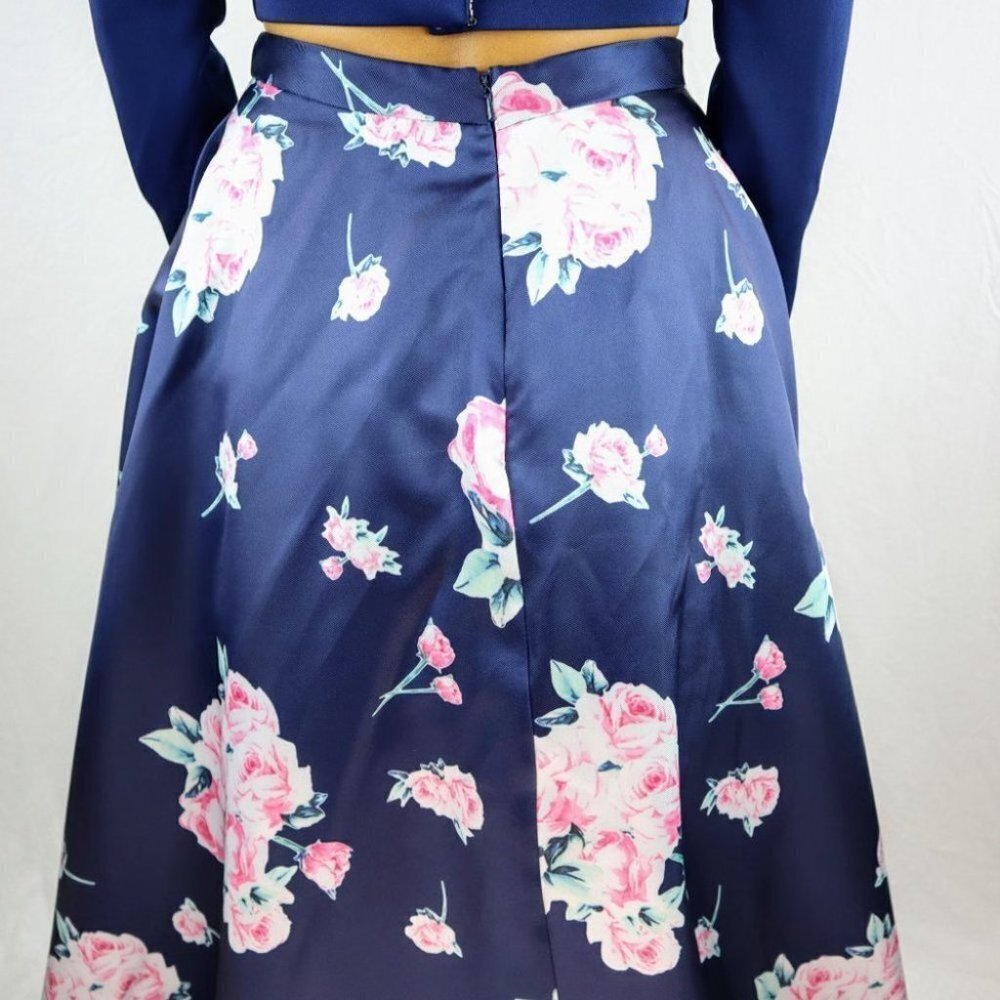 2 Cute Brand Navy Floral Two Piece Formal Gown $469 - Picture 12 of 15
